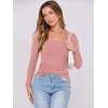 image:imageANRABESS Womens Long Sleeve Shirts Scoop Neck Ribbed Knit Slim Fitted Tops Casual Basic Tee 2026 Fall Fashion Outfits ClothesCoral