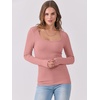 image:imageANRABESS Womens Long Sleeve Shirts Scoop Neck Ribbed Knit Slim Fitted Tops Casual Basic Tee 2026 Fall Fashion Outfits ClothesCoral