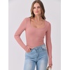image:imageANRABESS Womens Long Sleeve Shirts Scoop Neck Ribbed Knit Slim Fitted Tops Casual Basic Tee 2026 Fall Fashion Outfits ClothesCoral