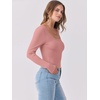 image:imageANRABESS Womens Long Sleeve Shirts Scoop Neck Ribbed Knit Slim Fitted Tops Casual Basic Tee 2026 Fall Fashion Outfits ClothesCoral
