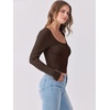 image:imageANRABESS Womens Long Sleeve Shirts Scoop Neck Ribbed Knit Slim Fitted Tops Casual Basic Tee 2026 Fall Fashion Outfits ClothesDark Brown