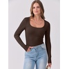 image:imageANRABESS Womens Long Sleeve Shirts Scoop Neck Ribbed Knit Slim Fitted Tops Casual Basic Tee 2026 Fall Fashion Outfits ClothesDark Brown