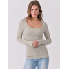 image:imageANRABESS Womens Long Sleeve Shirts Scoop Neck Ribbed Knit Slim Fitted Tops Casual Basic Tee 2026 Fall Fashion Outfits ClothesDark Khaki