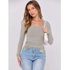 image:imageANRABESS Womens Long Sleeve Shirts Scoop Neck Ribbed Knit Slim Fitted Tops Casual Basic Tee 2026 Fall Fashion Outfits ClothesDark Khaki