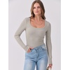 image:imageANRABESS Womens Long Sleeve Shirts Scoop Neck Ribbed Knit Slim Fitted Tops Casual Basic Tee 2026 Fall Fashion Outfits ClothesDark Khaki
