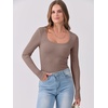 image:imageANRABESS Womens Long Sleeve Shirts Scoop Neck Ribbed Knit Slim Fitted Tops Casual Basic Tee 2026 Fall Fashion Outfits ClothesDeep Brown