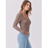image:imageANRABESS Womens Long Sleeve Shirts Scoop Neck Ribbed Knit Slim Fitted Tops Casual Basic Tee 2026 Fall Fashion Outfits ClothesDeep Brown