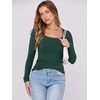 image:imageANRABESS Womens Long Sleeve Shirts Scoop Neck Ribbed Knit Slim Fitted Tops Casual Basic Tee 2026 Fall Fashion Outfits ClothesDeep Green