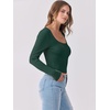 image:imageANRABESS Womens Long Sleeve Shirts Scoop Neck Ribbed Knit Slim Fitted Tops Casual Basic Tee 2026 Fall Fashion Outfits ClothesDeep Green