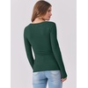 image:imageANRABESS Womens Long Sleeve Shirts Scoop Neck Ribbed Knit Slim Fitted Tops Casual Basic Tee 2026 Fall Fashion Outfits ClothesDeep Green