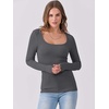 image:imageANRABESS Womens Long Sleeve Shirts Scoop Neck Ribbed Knit Slim Fitted Tops Casual Basic Tee 2026 Fall Fashion Outfits ClothesDeep Grey