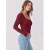 image:imageANRABESS Womens Long Sleeve Shirts Scoop Neck Ribbed Knit Slim Fitted Tops Casual Basic Tee 2026 Fall Fashion Outfits ClothesDeep Red