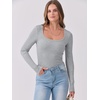image:imageANRABESS Womens Long Sleeve Shirts Scoop Neck Ribbed Knit Slim Fitted Tops Casual Basic Tee 2026 Fall Fashion Outfits ClothesGrey