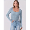 image:imageANRABESS Womens Long Sleeve Shirts Scoop Neck Ribbed Knit Slim Fitted Tops Casual Basic Tee 2026 Fall Fashion Outfits ClothesGrey Blue