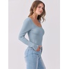 image:imageANRABESS Womens Long Sleeve Shirts Scoop Neck Ribbed Knit Slim Fitted Tops Casual Basic Tee 2026 Fall Fashion Outfits ClothesGrey Blue