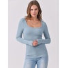 image:imageANRABESS Womens Long Sleeve Shirts Scoop Neck Ribbed Knit Slim Fitted Tops Casual Basic Tee 2026 Fall Fashion Outfits ClothesGrey Blue