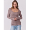 image:imageANRABESS Womens Long Sleeve Shirts Scoop Neck Ribbed Knit Slim Fitted Tops Casual Basic Tee 2026 Fall Fashion Outfits ClothesGrey Pink