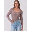 image:imageANRABESS Womens Long Sleeve Shirts Scoop Neck Ribbed Knit Slim Fitted Tops Casual Basic Tee 2026 Fall Fashion Outfits ClothesGrey Pink