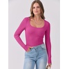 image:imageANRABESS Womens Long Sleeve Shirts Scoop Neck Ribbed Knit Slim Fitted Tops Casual Basic Tee 2026 Fall Fashion Outfits ClothesHot Pink