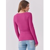 image:imageANRABESS Womens Long Sleeve Shirts Scoop Neck Ribbed Knit Slim Fitted Tops Casual Basic Tee 2026 Fall Fashion Outfits ClothesHot Pink
