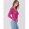 image:imageANRABESS Womens Long Sleeve Shirts Scoop Neck Ribbed Knit Slim Fitted Tops Casual Basic Tee 2026 Fall Fashion Outfits ClothesHot Pink