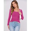 image:imageANRABESS Womens Long Sleeve Shirts Scoop Neck Ribbed Knit Slim Fitted Tops Casual Basic Tee 2026 Fall Fashion Outfits ClothesHot Pink