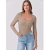 image:imageANRABESS Womens Long Sleeve Shirts Scoop Neck Ribbed Knit Slim Fitted Tops Casual Basic Tee 2026 Fall Fashion Outfits ClothesKhaki