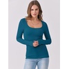 image:imageANRABESS Womens Long Sleeve Shirts Scoop Neck Ribbed Knit Slim Fitted Tops Casual Basic Tee 2026 Fall Fashion Outfits ClothesLake Blue