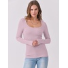 image:imageANRABESS Womens Long Sleeve Shirts Scoop Neck Ribbed Knit Slim Fitted Tops Casual Basic Tee 2026 Fall Fashion Outfits ClothesLight Pink