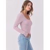 image:imageANRABESS Womens Long Sleeve Shirts Scoop Neck Ribbed Knit Slim Fitted Tops Casual Basic Tee 2026 Fall Fashion Outfits ClothesLight Pink