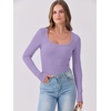 image:imageANRABESS Womens Long Sleeve Shirts Scoop Neck Ribbed Knit Slim Fitted Tops Casual Basic Tee 2026 Fall Fashion Outfits ClothesLight Purple
