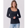 image:imageANRABESS Womens Long Sleeve Shirts Scoop Neck Ribbed Knit Slim Fitted Tops Casual Basic Tee 2026 Fall Fashion Outfits ClothesNavy Blue