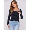 image:imageANRABESS Womens Long Sleeve Shirts Scoop Neck Ribbed Knit Slim Fitted Tops Casual Basic Tee 2026 Fall Fashion Outfits ClothesNavy Blue