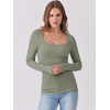 image:imageANRABESS Womens Long Sleeve Shirts Scoop Neck Ribbed Knit Slim Fitted Tops Casual Basic Tee 2026 Fall Fashion Outfits ClothesOlive
