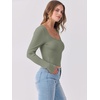 image:imageANRABESS Womens Long Sleeve Shirts Scoop Neck Ribbed Knit Slim Fitted Tops Casual Basic Tee 2026 Fall Fashion Outfits ClothesOlive