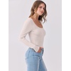image:imageANRABESS Womens Long Sleeve Shirts Scoop Neck Ribbed Knit Slim Fitted Tops Casual Basic Tee 2026 Fall Fashion Outfits ClothesParchment