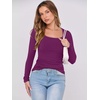 image:imageANRABESS Womens Long Sleeve Shirts Scoop Neck Ribbed Knit Slim Fitted Tops Casual Basic Tee 2026 Fall Fashion Outfits ClothesPurple