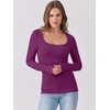image:imageANRABESS Womens Long Sleeve Shirts Scoop Neck Ribbed Knit Slim Fitted Tops Casual Basic Tee 2026 Fall Fashion Outfits ClothesPurple
