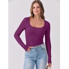 image:imageANRABESS Womens Long Sleeve Shirts Scoop Neck Ribbed Knit Slim Fitted Tops Casual Basic Tee 2026 Fall Fashion Outfits ClothesPurple