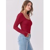 image:imageANRABESS Womens Long Sleeve Shirts Scoop Neck Ribbed Knit Slim Fitted Tops Casual Basic Tee 2026 Fall Fashion Outfits ClothesRed