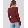 image:imageANRABESS Womens Long Sleeve Shirts Scoop Neck Ribbed Knit Slim Fitted Tops Casual Basic Tee 2026 Fall Fashion Outfits ClothesRed Brown