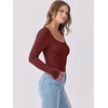 image:imageANRABESS Womens Long Sleeve Shirts Scoop Neck Ribbed Knit Slim Fitted Tops Casual Basic Tee 2026 Fall Fashion Outfits ClothesRed Brown