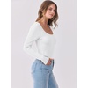 image:imageANRABESS Womens Long Sleeve Shirts Scoop Neck Ribbed Knit Slim Fitted Tops Casual Basic Tee 2026 Fall Fashion Outfits ClothesWhite