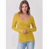 image:imageANRABESS Womens Long Sleeve Shirts Scoop Neck Ribbed Knit Slim Fitted Tops Casual Basic Tee 2026 Fall Fashion Outfits ClothesYellow