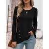 image:imageANRABESS Womens Long Sleeve Shirts Waffle Knit Tunic Top  Wrap Buttons SideSoft Lightweight SweaterCute with LeggingsFall Spring Outfits for Work Travel All Day WearBlack
