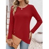 image:imageANRABESS Womens Long Sleeve Shirts Waffle Knit Tunic Top  Wrap Buttons SideSoft Lightweight SweaterCute with LeggingsFall Spring Outfits for Work Travel All Day WearRed