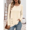image:imageANRABESS Womens Long Sleeve Shirts Waffle Knit Tunic Top  Wrap Buttons SideSoft Lightweight SweaterCute with LeggingsFall Spring Outfits for Work Travel All Day WearParchment