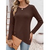 image:imageANRABESS Womens Long Sleeve Shirts Waffle Knit Tunic Top  Wrap Buttons SideSoft Lightweight SweaterCute with LeggingsFall Spring Outfits for Work Travel All Day WearBrown