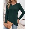 image:imageANRABESS Womens Long Sleeve Shirts Waffle Knit Tunic Top  Wrap Buttons SideSoft Lightweight SweaterCute with LeggingsFall Spring Outfits for Work Travel All Day WearDeep Green