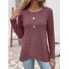 image:imageANRABESS Womens Long Sleeve Shirts Waffle Knit Tunic Top  Wrap Buttons SideSoft Lightweight SweaterCute with LeggingsFall Spring Outfits for Work Travel All Day WearMauve